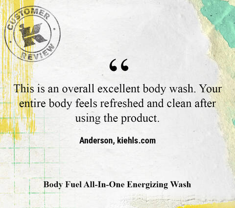 En general, se trata de un excelente limpiador corporal. Todo el cuerpo se siente fresco y limpio despues de usar el producto. —Anderson, kiehls.com